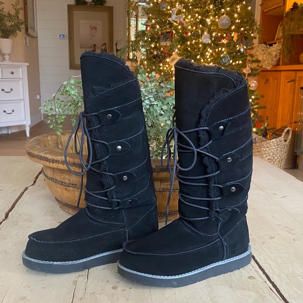 Aussie Merino Tasman Suede Tall Snow Boots - Size 4 - Black